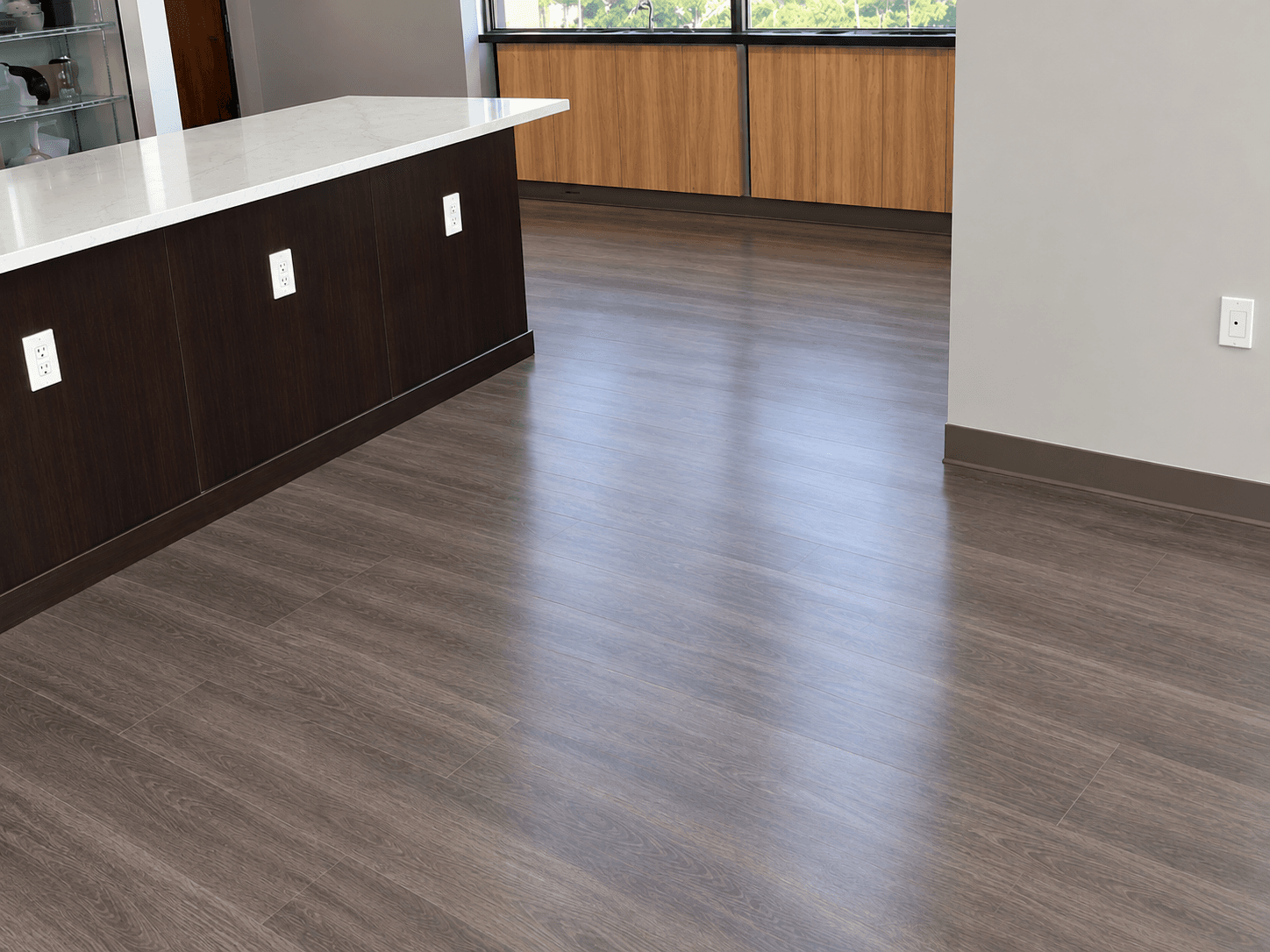 Vinyl plank floor in an office lobby